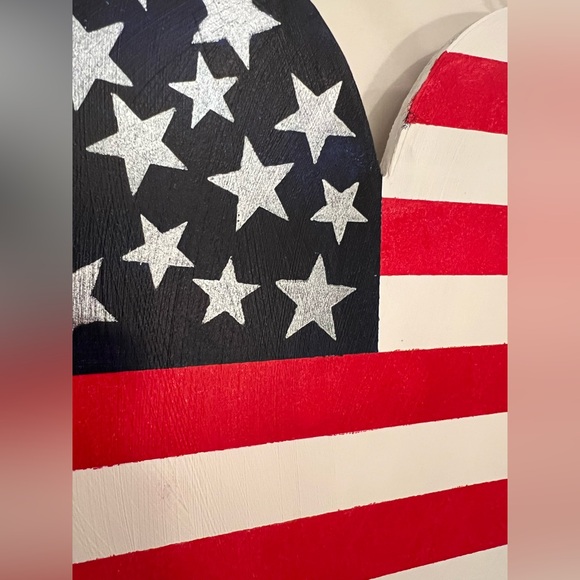 Hand Crafted Wooden Patriotic Heart Wall Decor - Red, White, and Blue - Picture 6 of 6